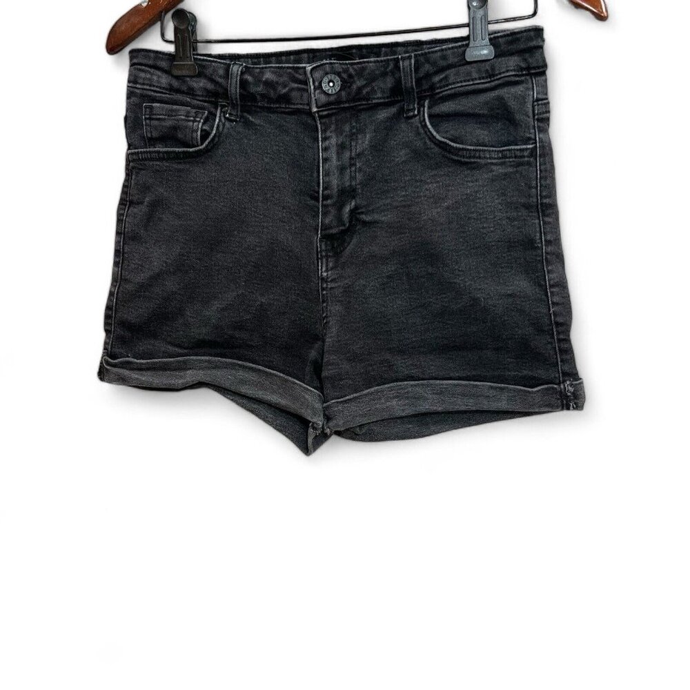Guess Jean Short Women Size 29 Black Washed Cuffed High Rise Denim Cotton